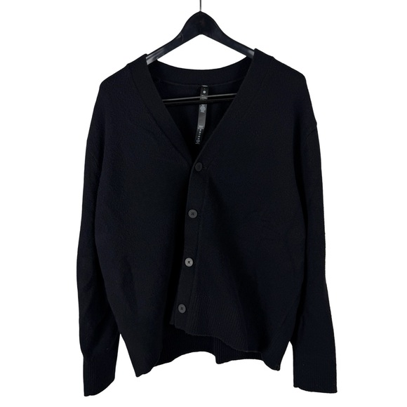 Mens Lululemon Athletica Merino Wool Blend Black Cardigan Sweater Size L